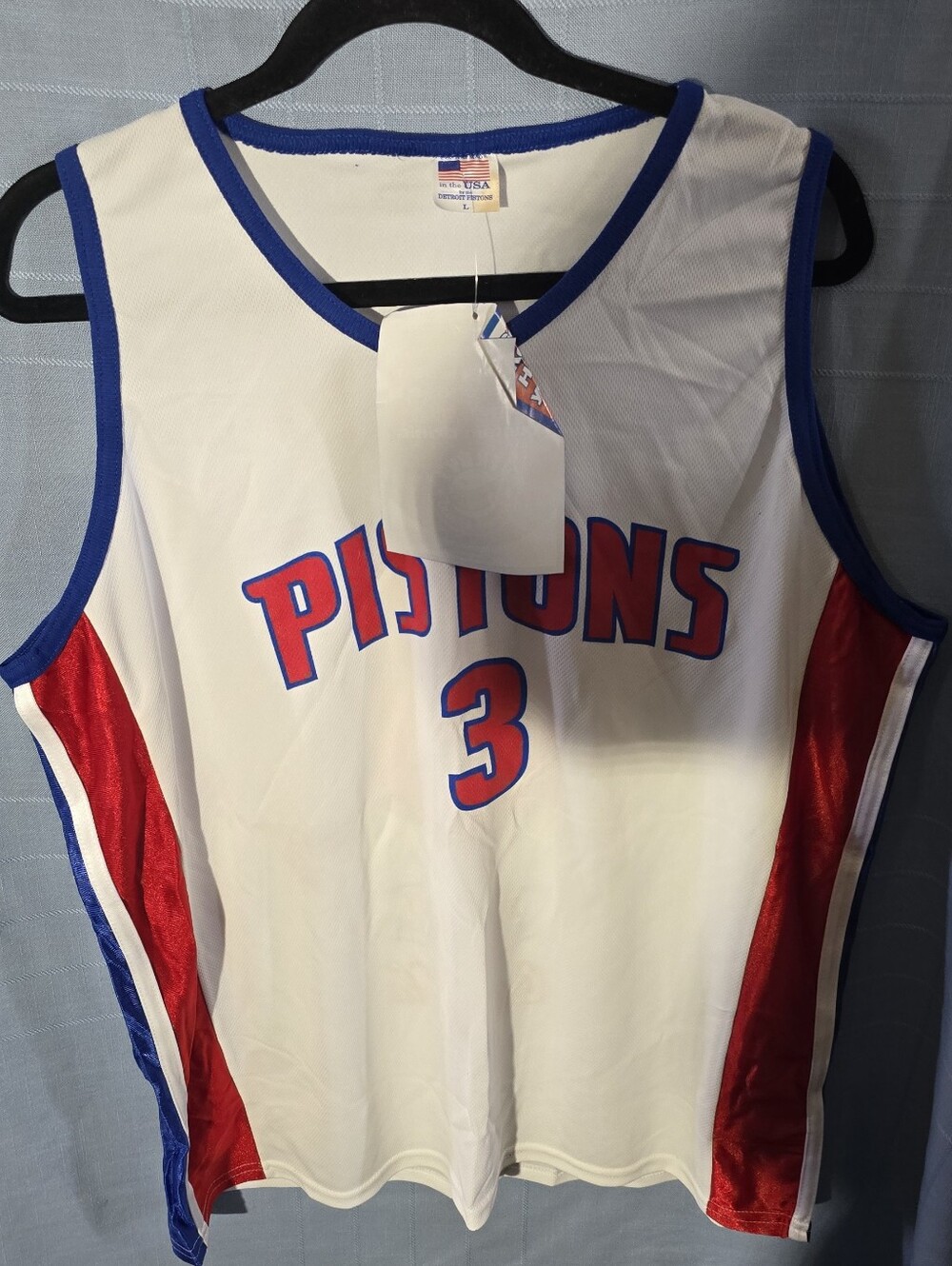 Detroit Pistons #3  Rodney Stuckey White, Red & Blue Basketball Jersey